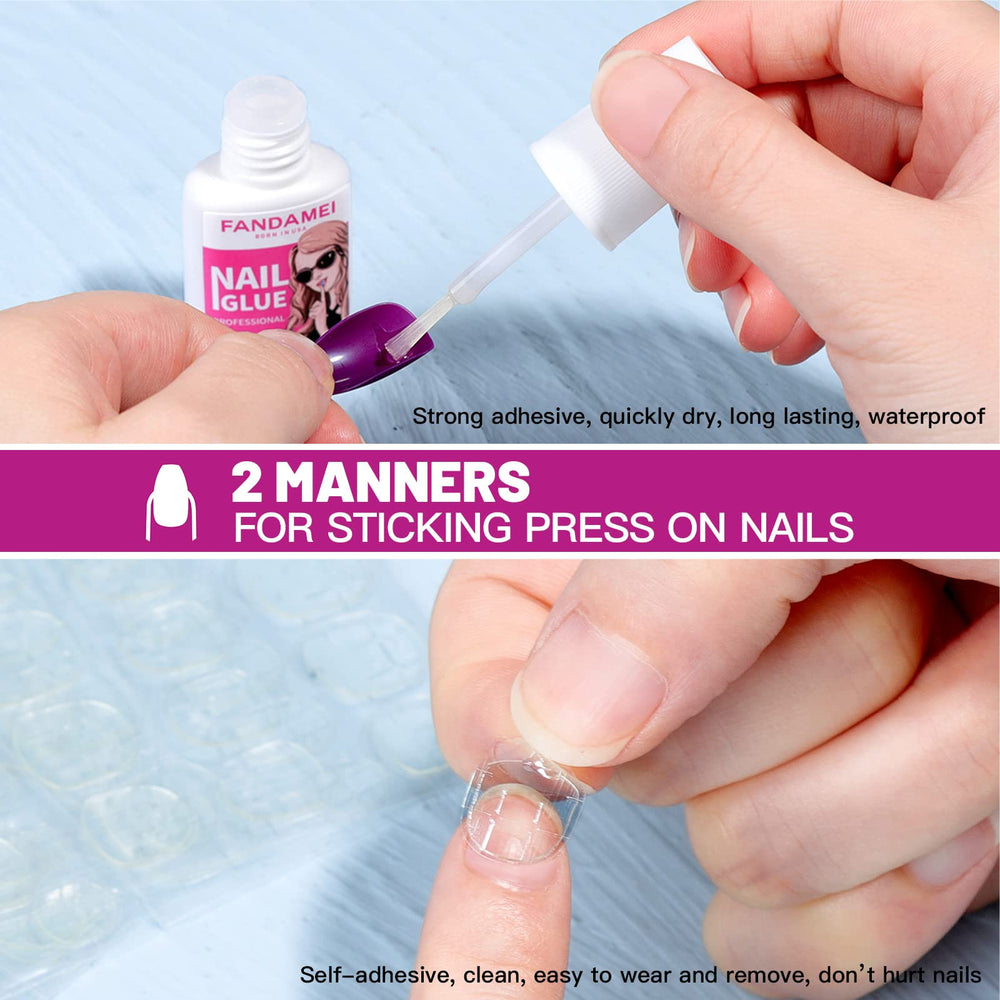 Fandamei brush-top 10g nail glue applicator for precise, strong adhesion