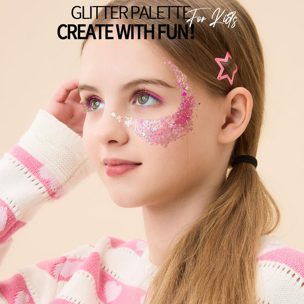 Fandamei used on hair and shoulder showing multi-area versatility and shimmer