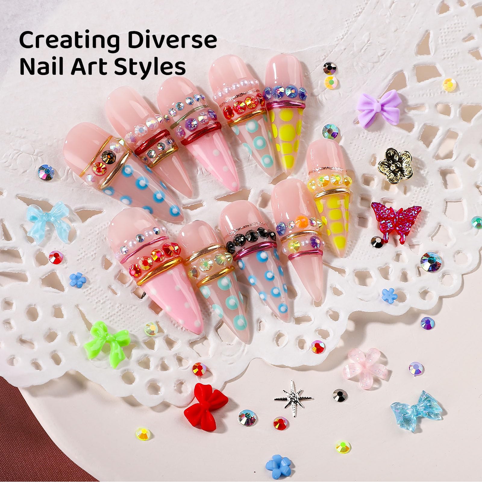 Fandamei colorful Hawaii butterfly detail creating bold statement nail accents