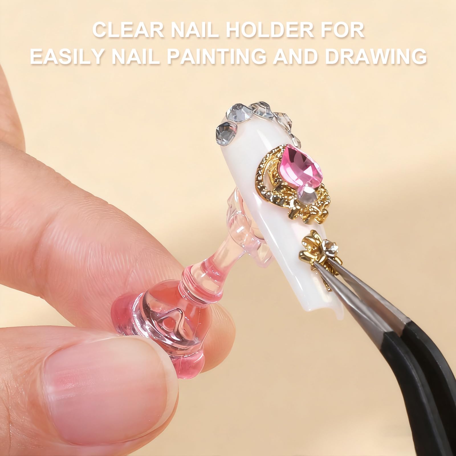 Fandamei holders with press-on nails mounted for painting demonstration benefit