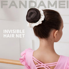 Fandamei in use on a child making a neat ballet bun for confident performance
