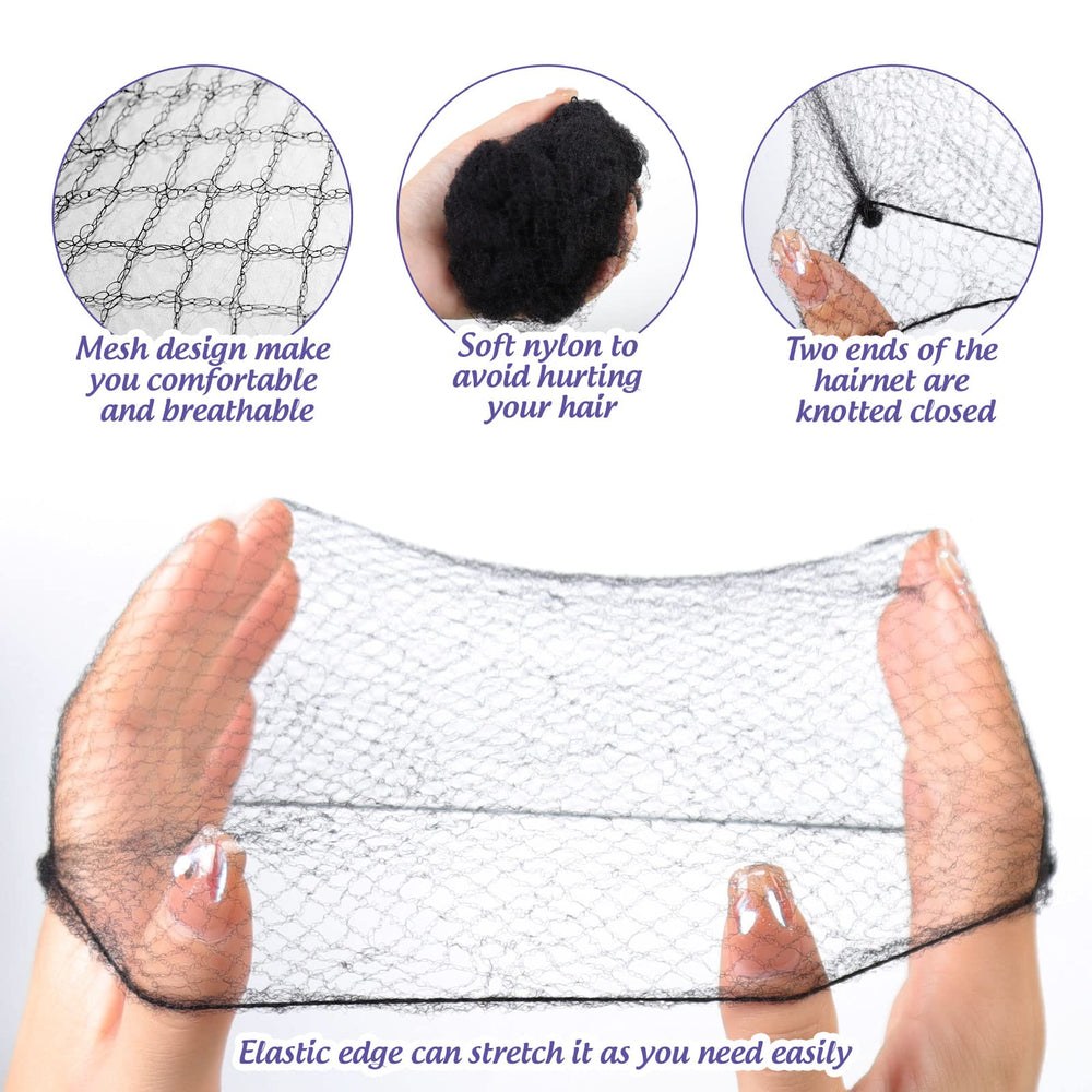 Fandamei invisible nets stretched to show breathability and fit for long hair