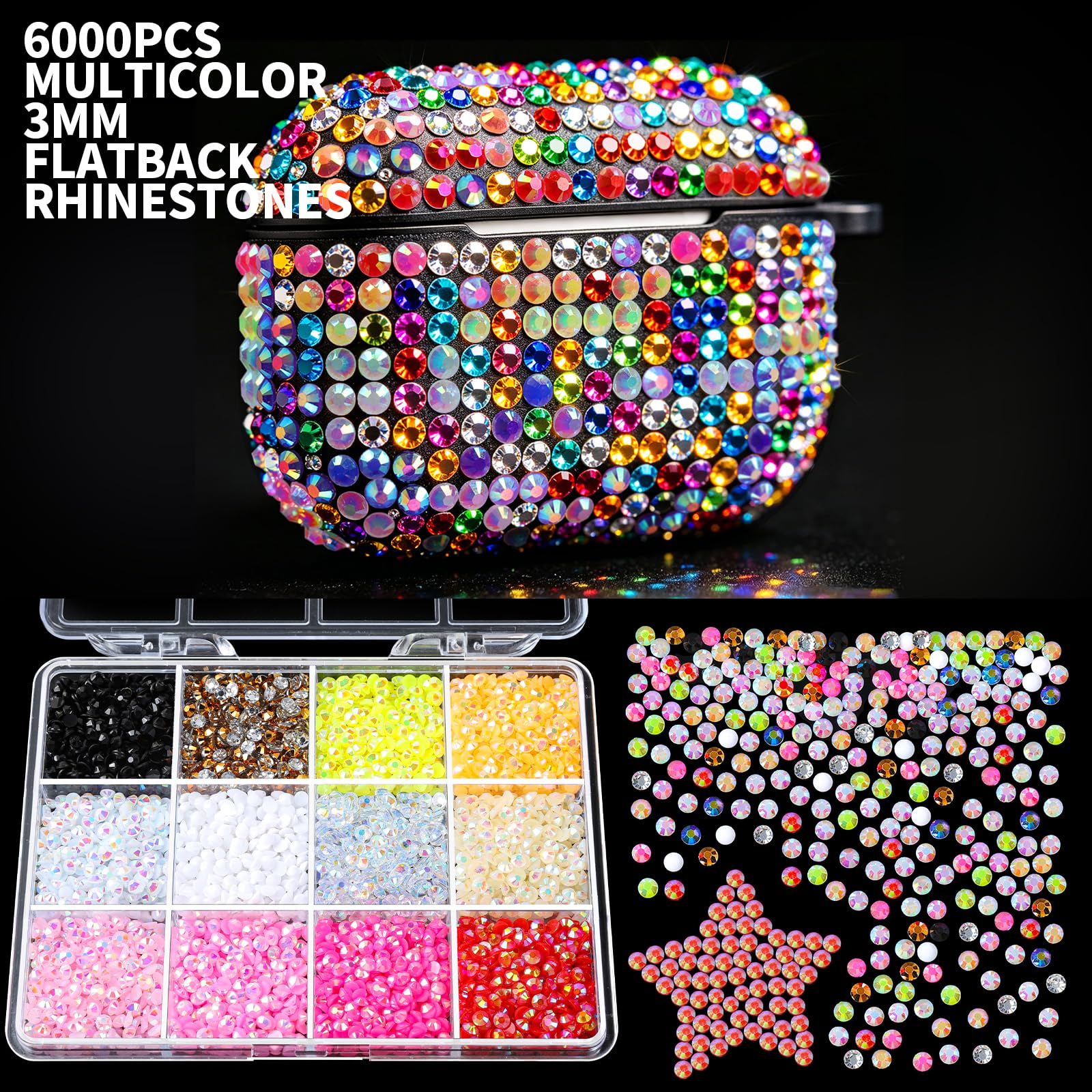 Fandamei jelly 3mm color grids close-up highlighting vibrant AB shimmer for eye-catching designs