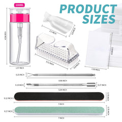 Fandamei at-home manicure setup with clips, pump bottle and tools for time-saving use