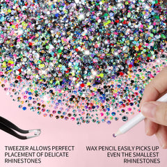 Fandamei lifestyle craft table setup with rhinestones, glue and tools ready for DIY projects