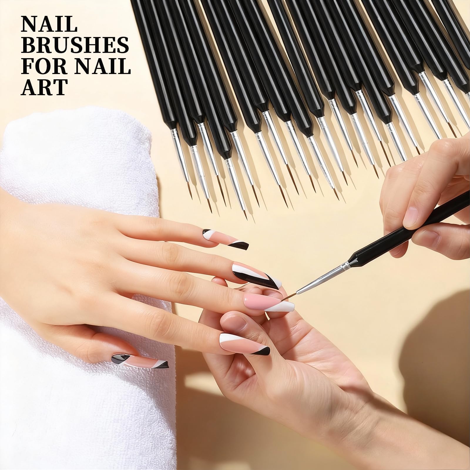 Fandamei lifestyle manicure setup with brushes and polish highlighting professional-ready kit benefit