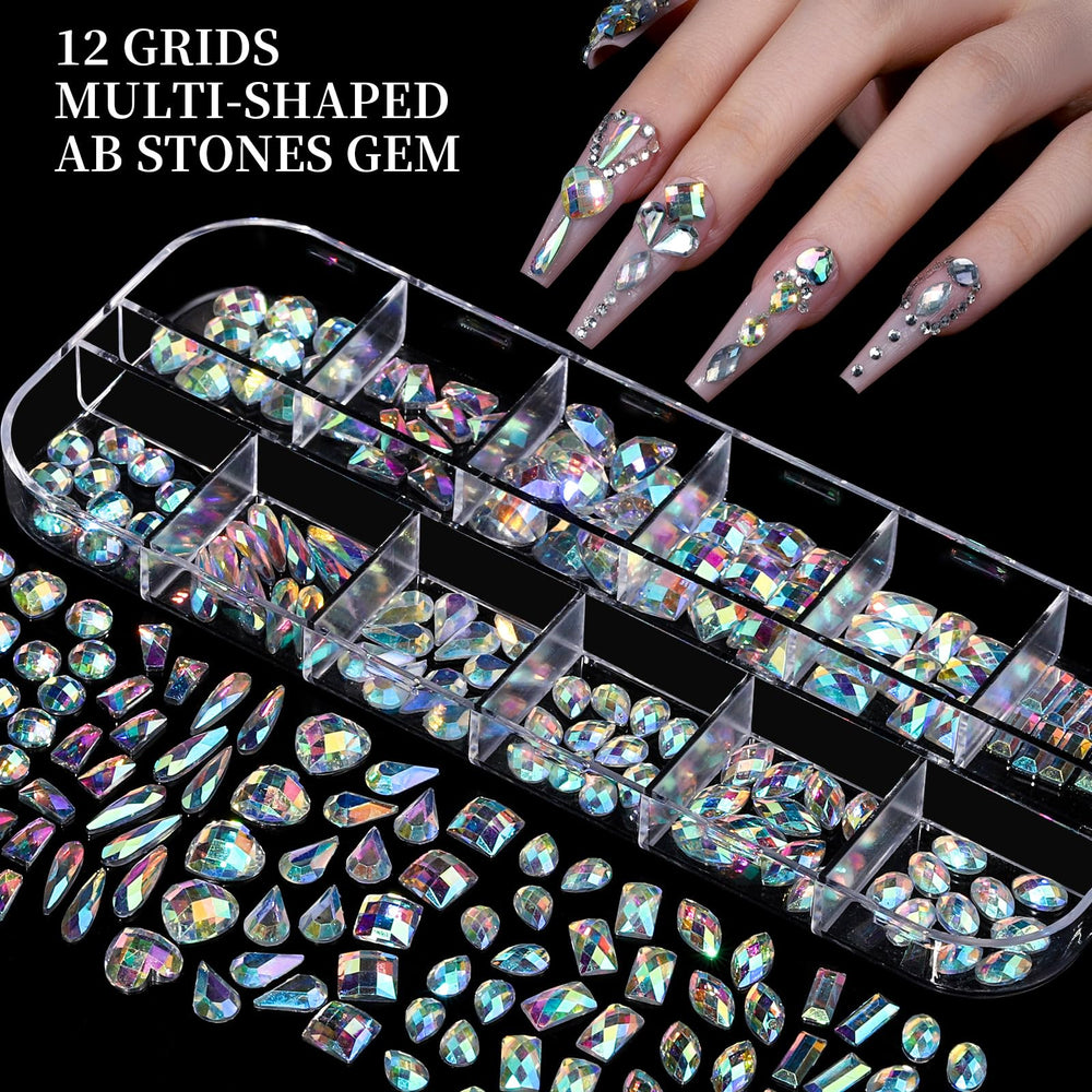 Fandamei lifestyle manicure setup with gems applied to nails for inspirational styling