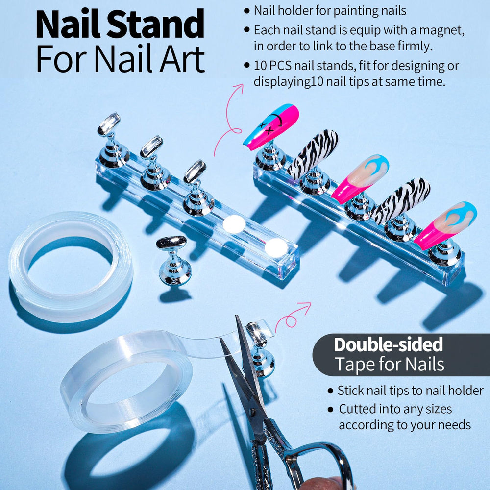 Fandamei magnetic nail stands array holding multiple tips for stable painting and multi-tip work
