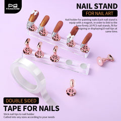 Fandamei magnetic nail stands on clear base holding tips steady to prevent slips