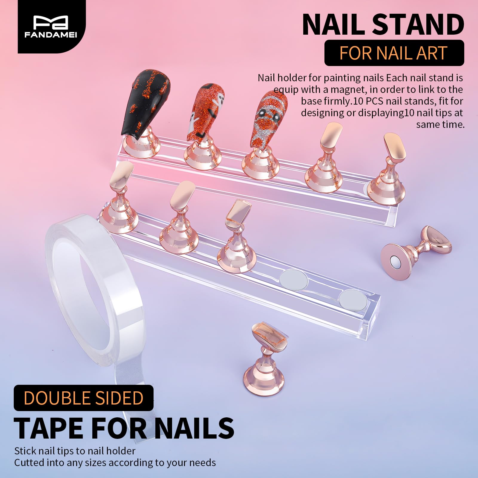 FANDAMEI magnetic press-on stands attached to clear base for steady painting