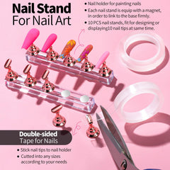 Fandamei magnetic nail stands arranged holding multiple tips securely