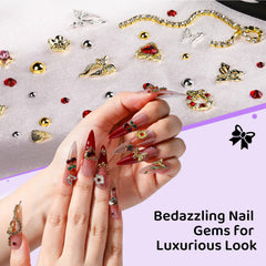 Fandamei metallic pearls and beads conveying luxe finish for bridal nails