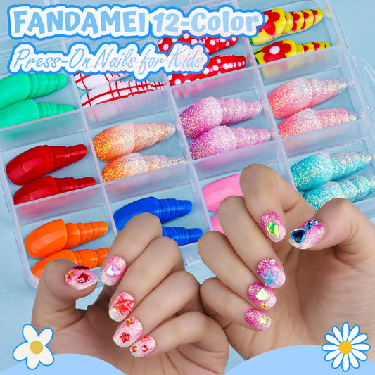 FANDAMEI twelve nail styles spread displaying mixing options and variety