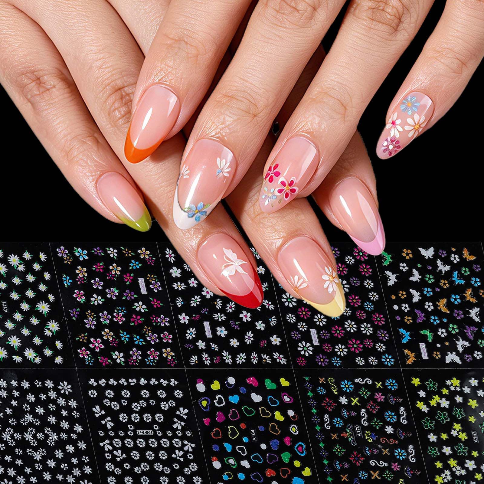 Fandamei colorful nail variety laid out to show 12 styles and easy mixing