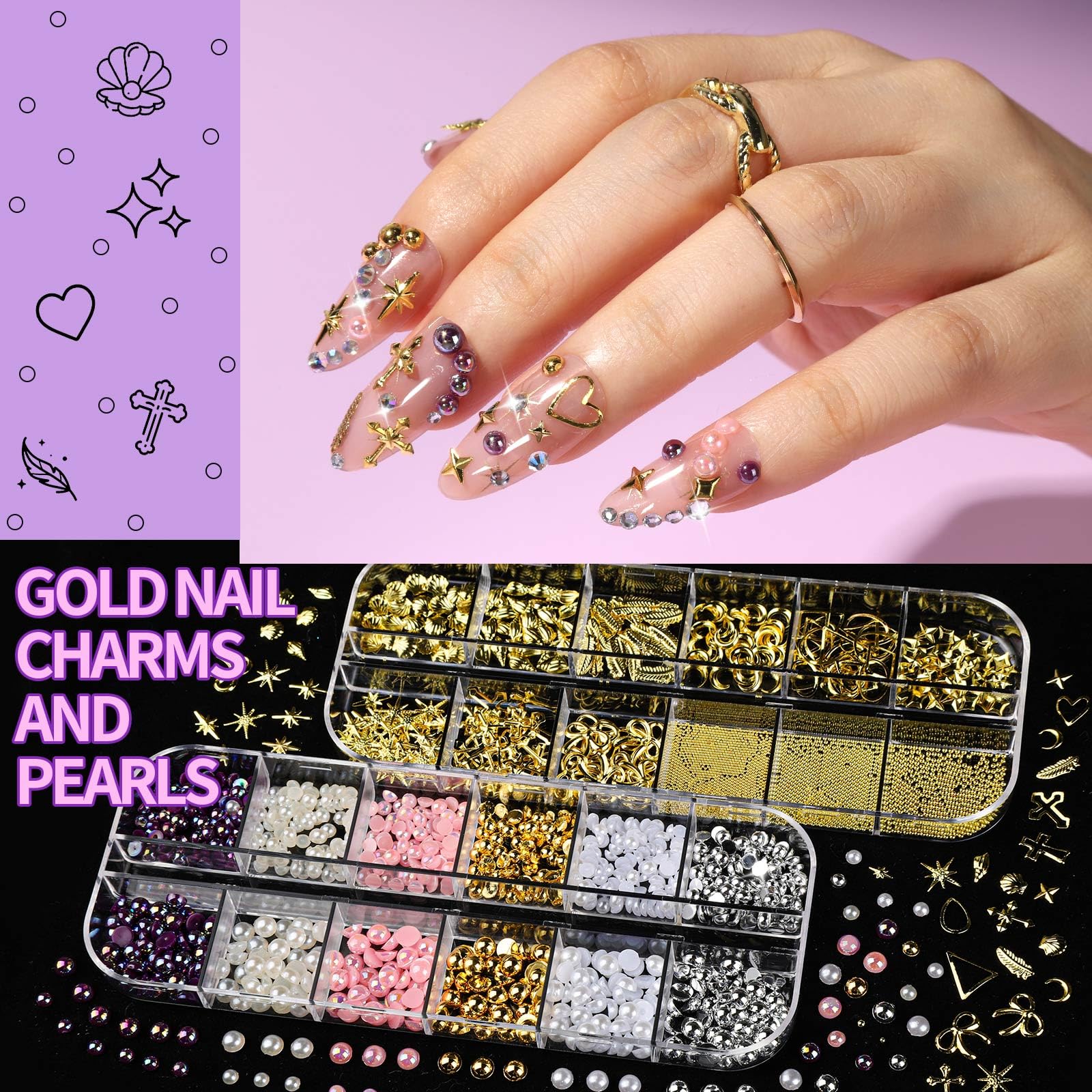 Fandamei nails in use showing finished manicure and bold decorative effect