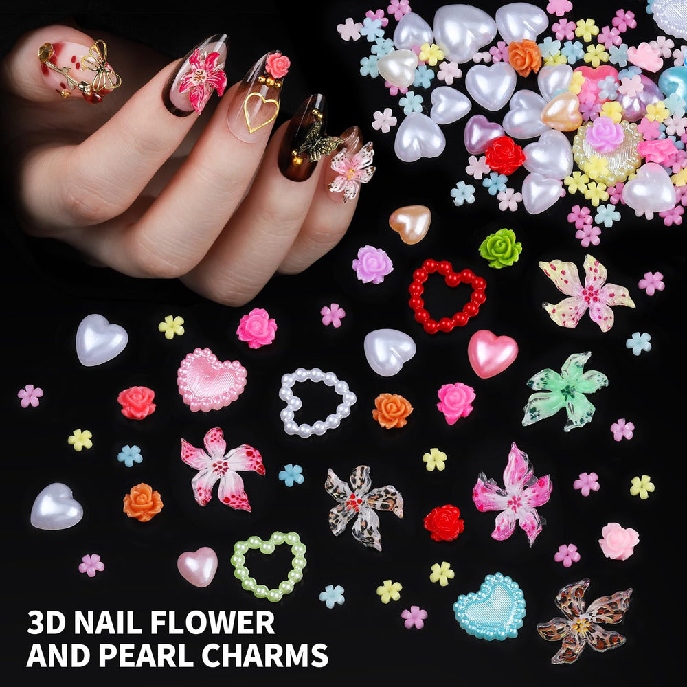 Fandamei applied on nails Y2K design demonstrating finished look