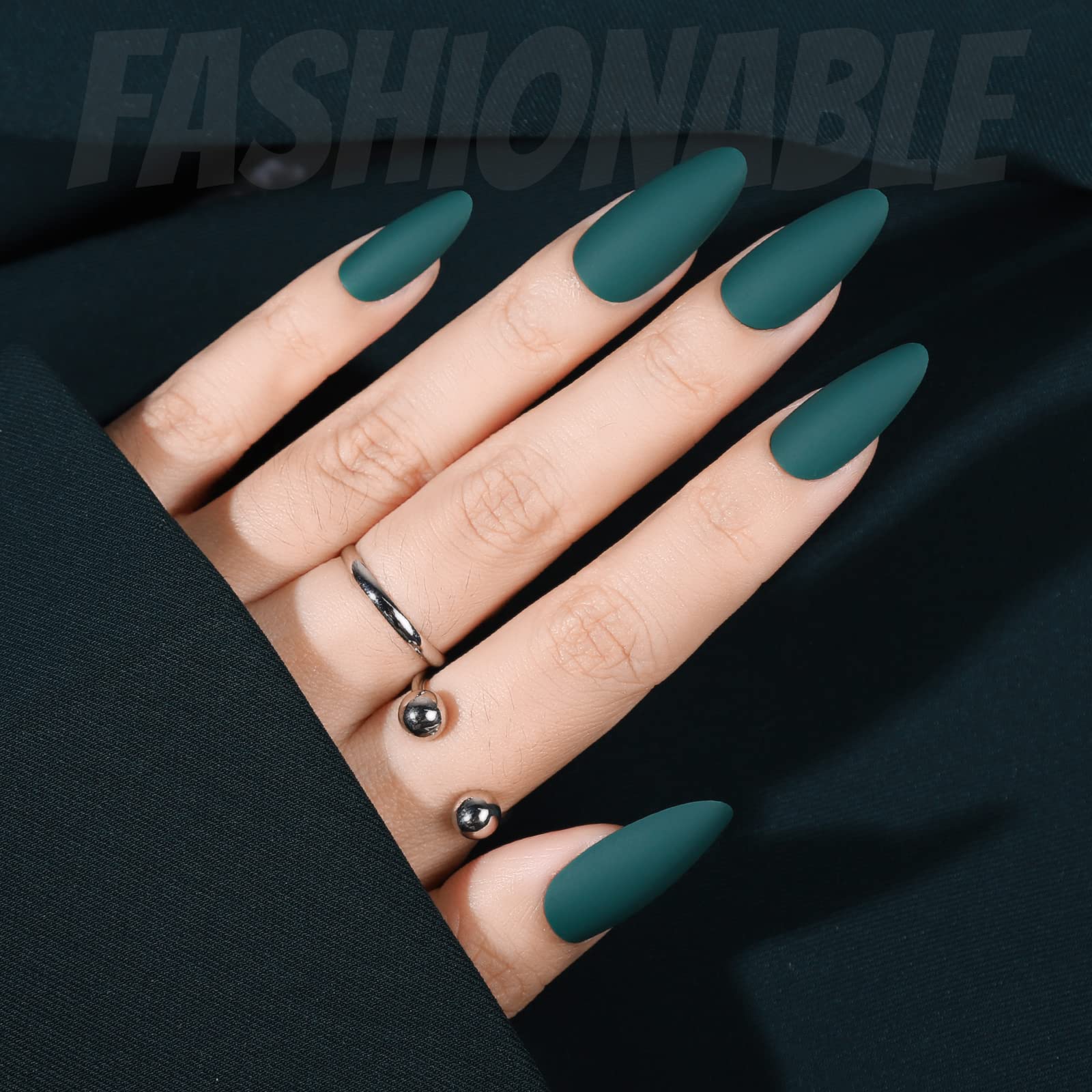 Fandamei nails applied on a hand showcasing natural fit and elegant medium almond shape