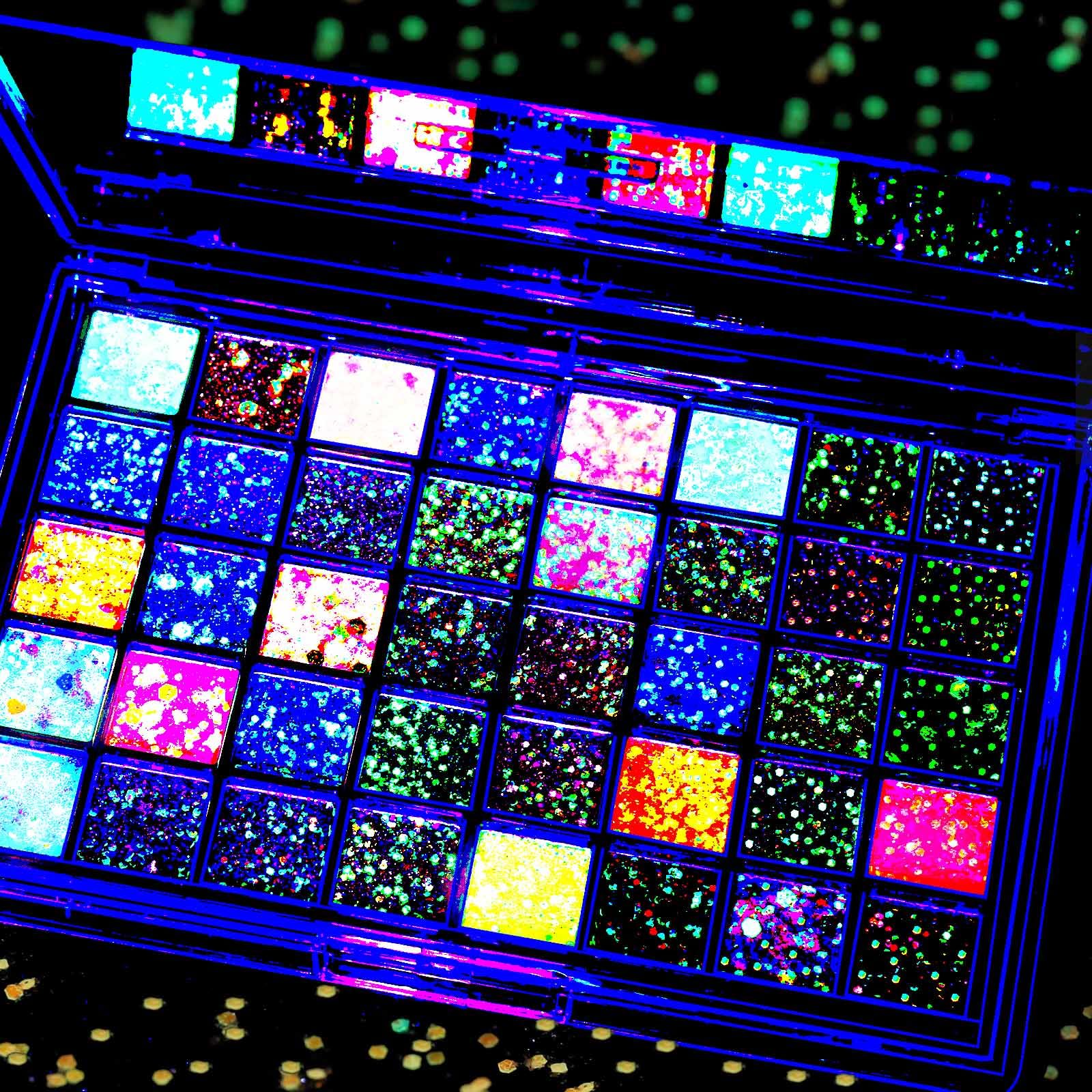 Fandamei palette top view showing 40 vibrant, travel-ready gel colors and quick selection