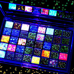 Fandamei palette top view showing 40 vibrant, travel-ready gel colors and quick selection