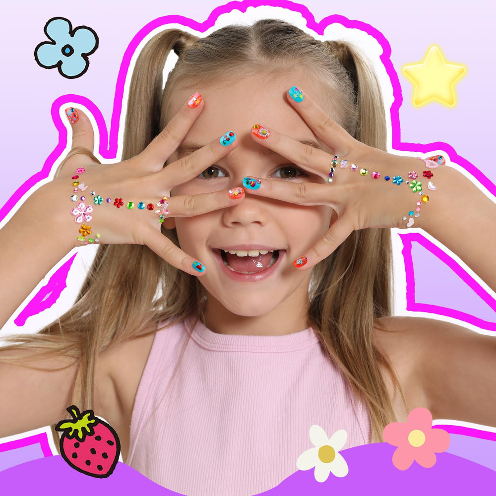 FANDAMEI child pressing on a small artificial nail for quick application
