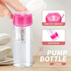 Fandamei 100ml pump bottle dispensing remover onto a pad for controlled application