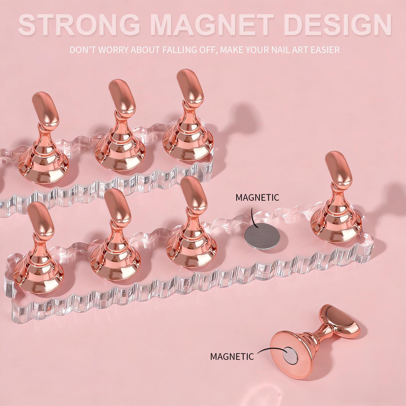 Fandamei rose-pink metallic holders highlighting durable finish and visibility