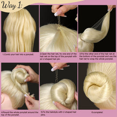 Fandamei hand stretching net to 50cm demonstrating fit for most hair volumes