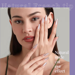 Fandamei almond nails on hand showing size and flattering finger length