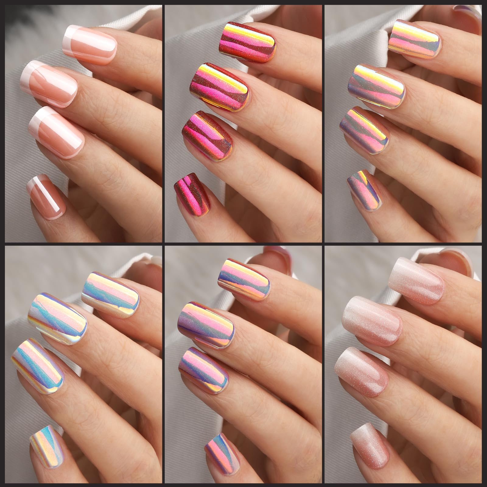 Fandamei press on nails on a hand for scale showing natural short square fit