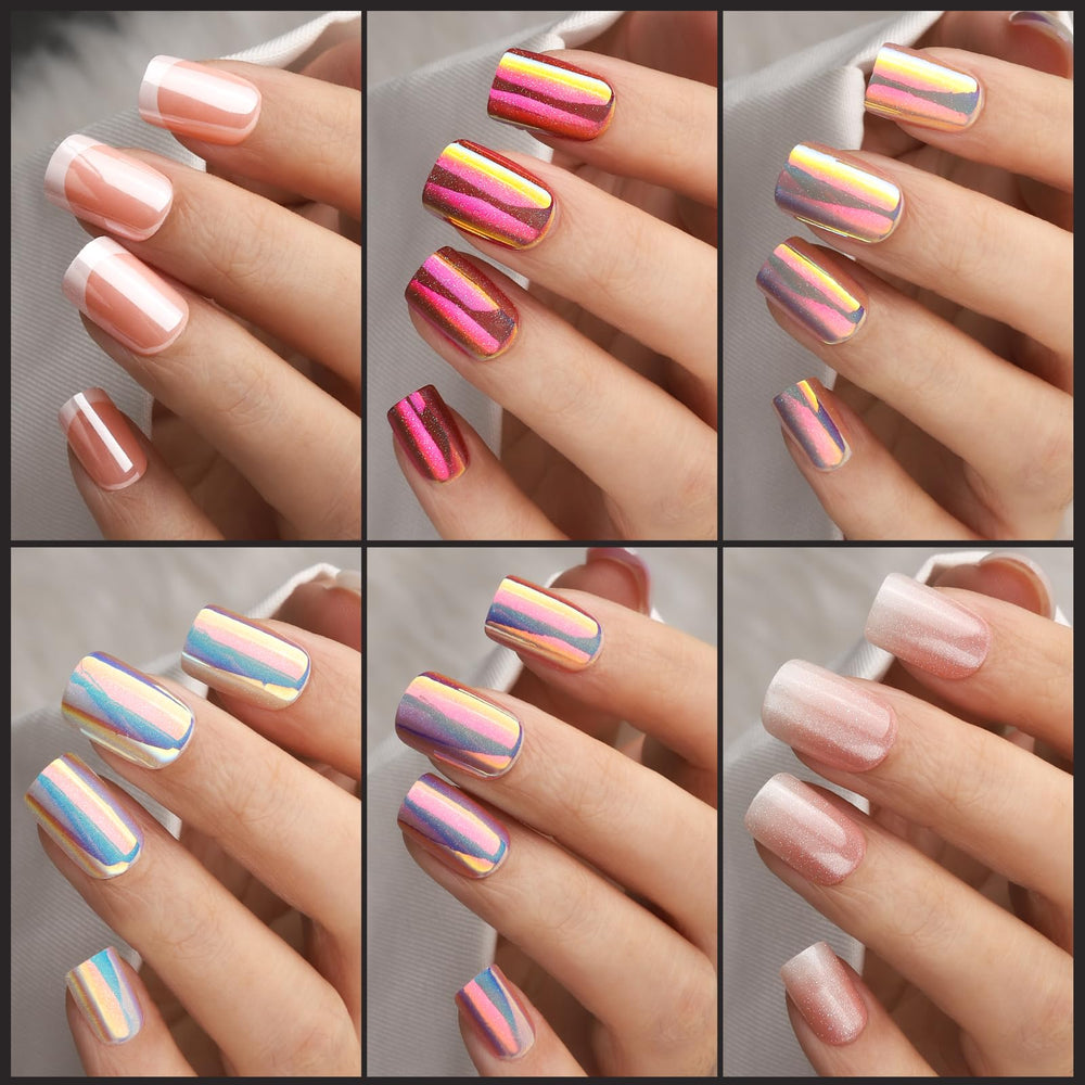 Fandamei press on nails on a hand for scale showing natural short square fit