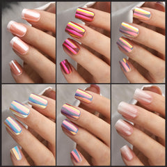 Fandamei press on nails on a hand for scale showing natural short square fit