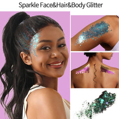 Close detail of Fandamei sequins and chunky glitters for dimensional effects