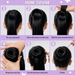 Fandamei donut held in hand to show size scale for children's hair