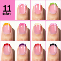 Fandamei nails beside a ruler showing short square length for natural fit and comfort