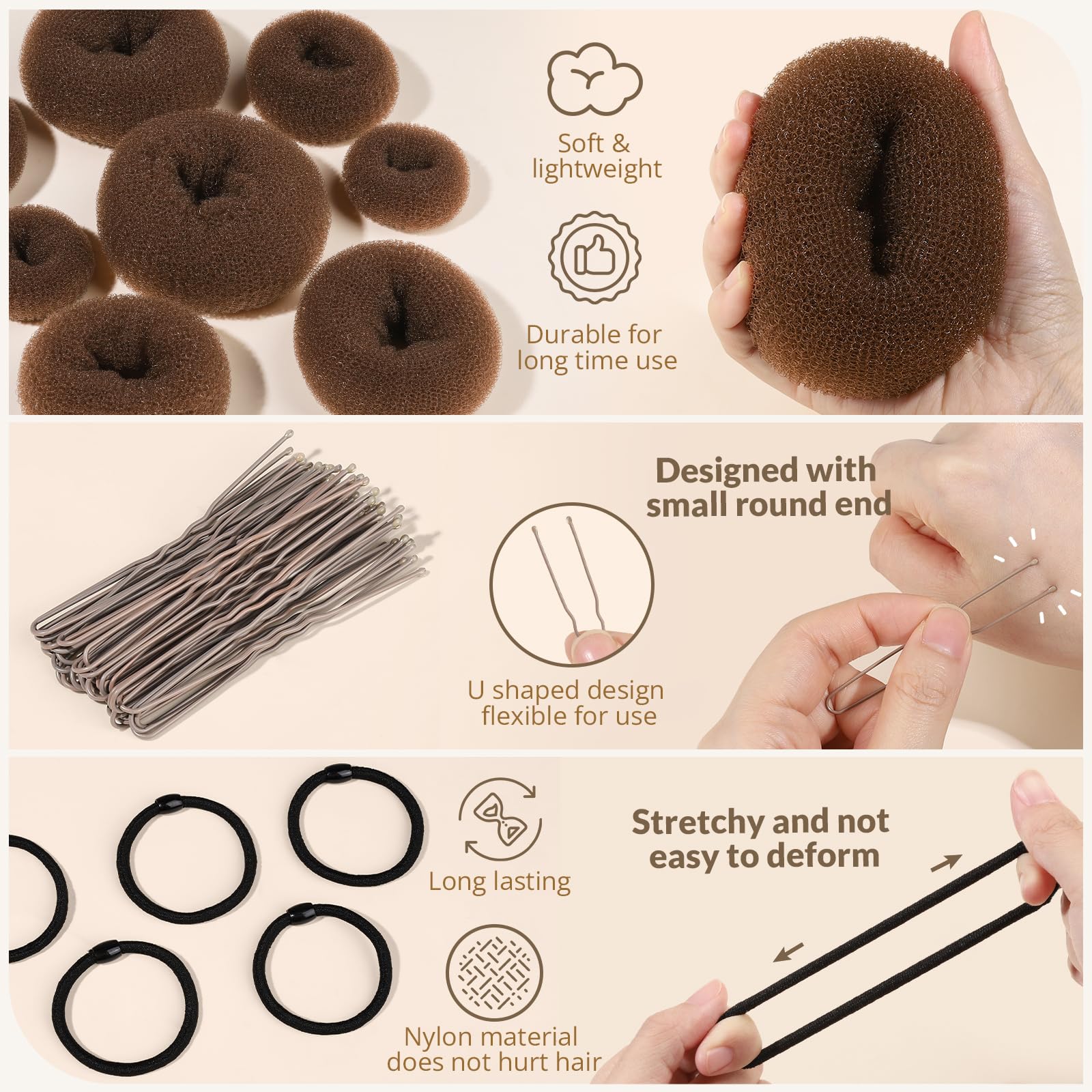 Fandamei display of extra-large, large, medium, and small donuts showing size variety