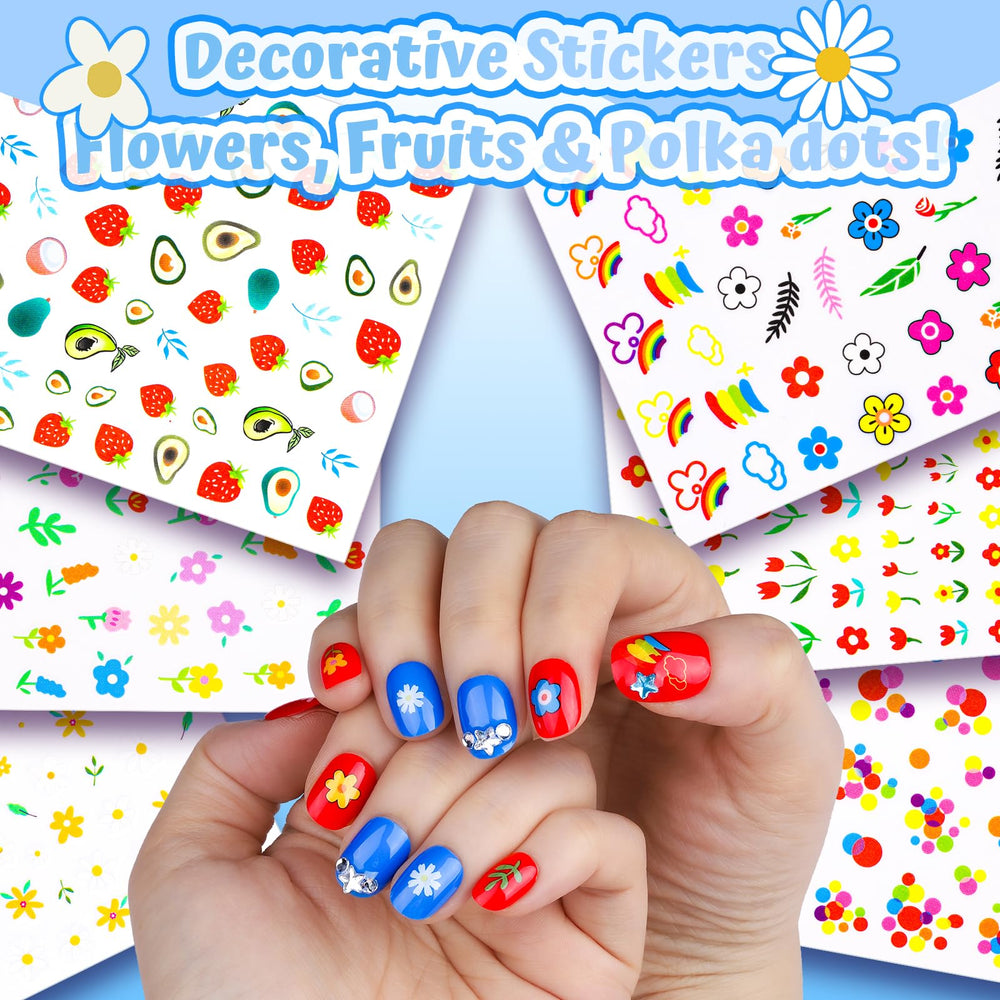 FANDAMEI sticker sheets with flowers and fruits for creative nail looks