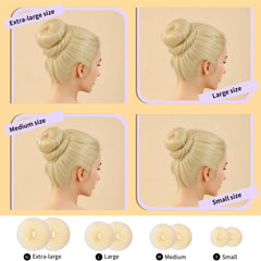 Fandamei hands styling a bun with donut showing fast, neat updo benefit