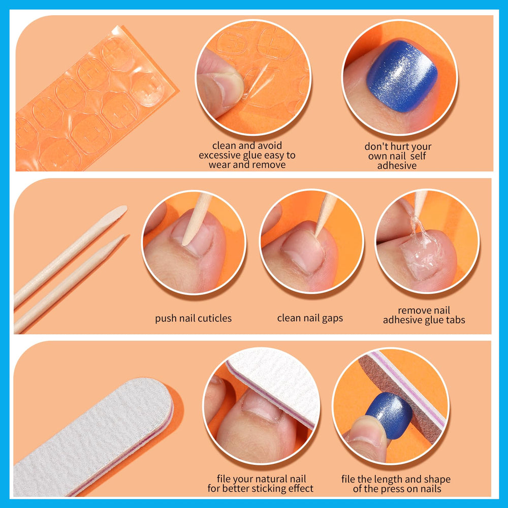 FANDAMEI press-on toenails worn with sandals, displays salon-look convenience and style
