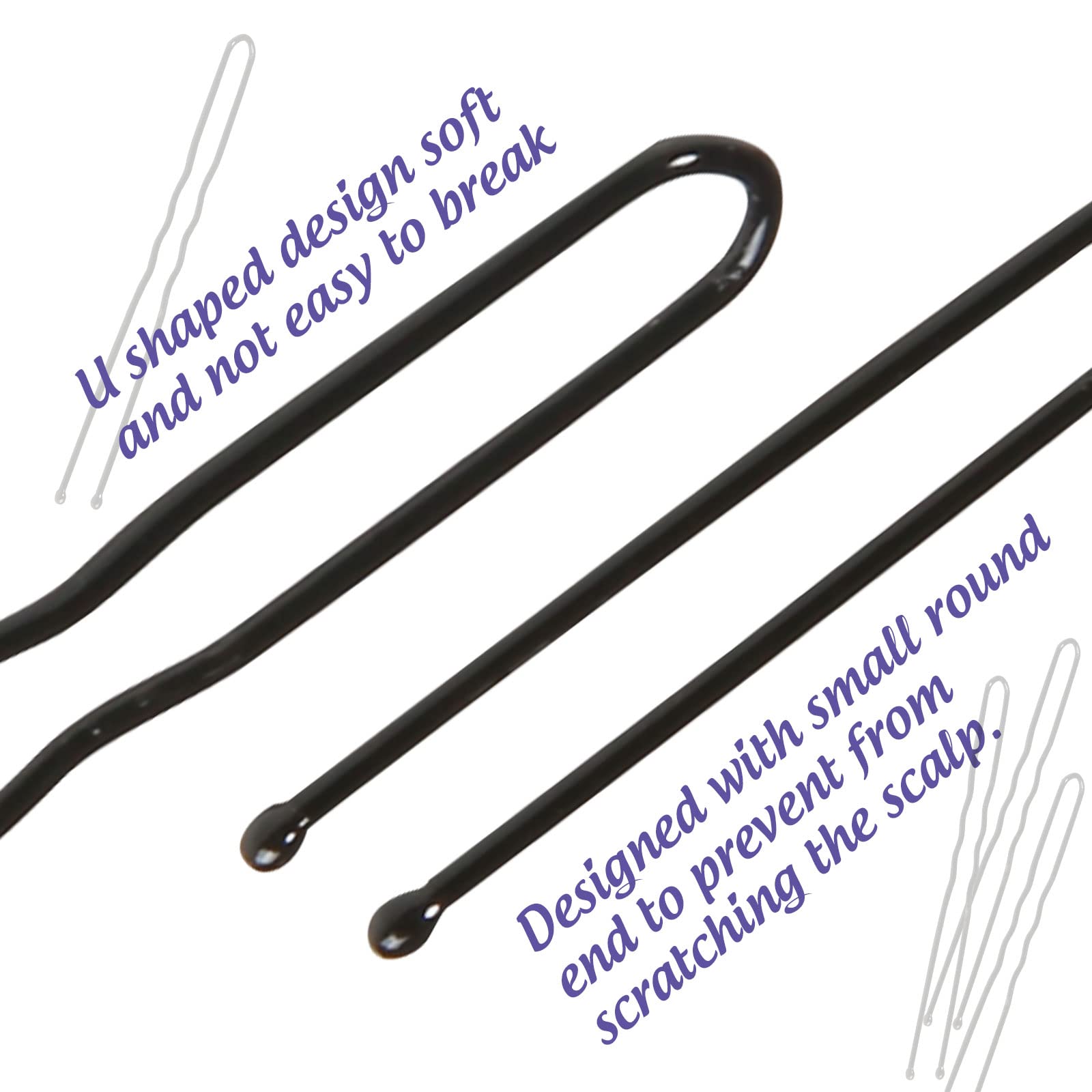 Fandamei U-pins and elastics detail demonstrating secure hold without hair damage