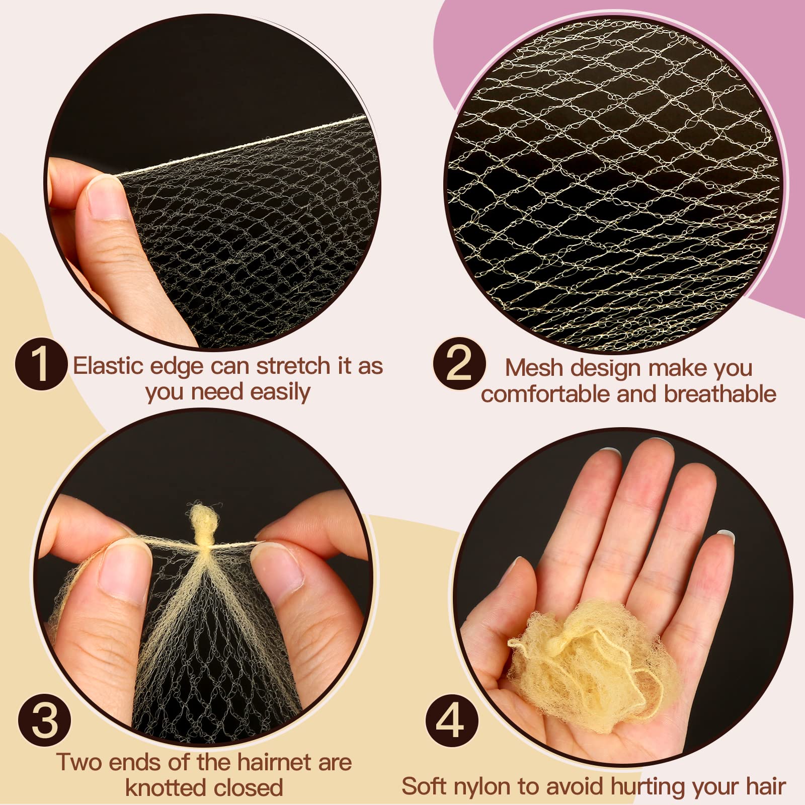 Fandamei gold U-shaped pins detail with rounded ball ends preventing scalp scratches
