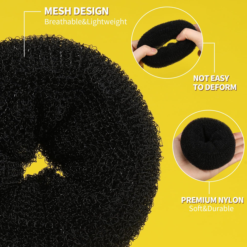 Fandamei assorted bun donuts laid flat showing size options for different hair