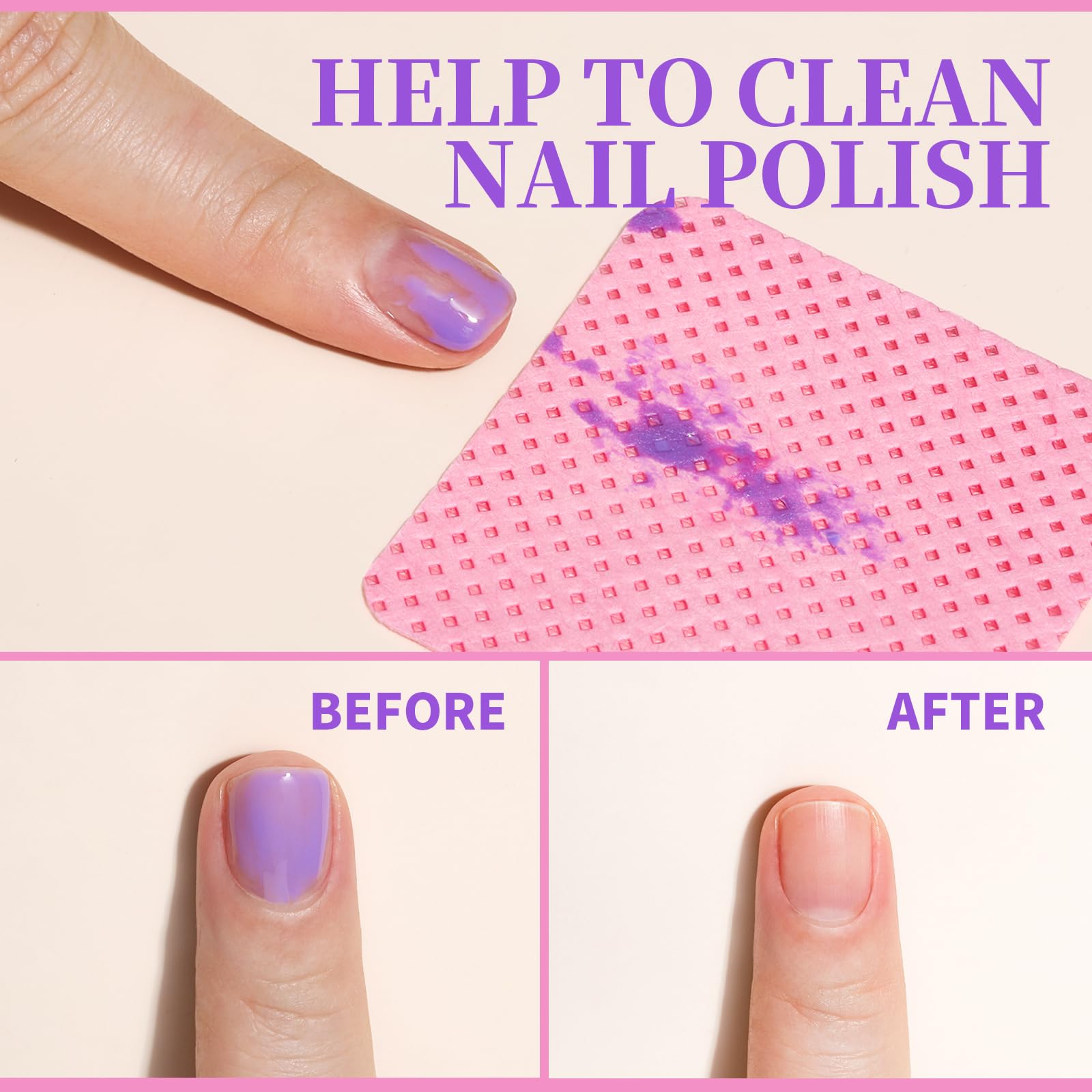 Fandamei wipe removing gel showing clean finish and no lint benefit