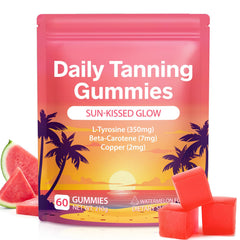 FANGCUN front packaging of daily tanning gummies showing watermelon flavor and 60 count benefit