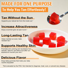 FANGCUN two gummies on a spoon illustrating 1–2 daily servings for steady nutrient intake