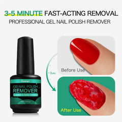 Fanisn two 15ml remover bottles close-up for fast gel lifting