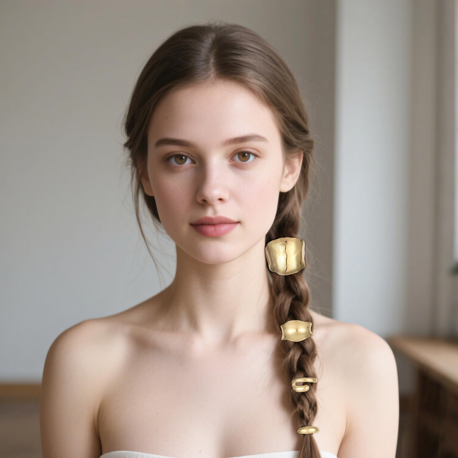 Fanmayhe cuff worn on a high ponytail adding polished metallic accent