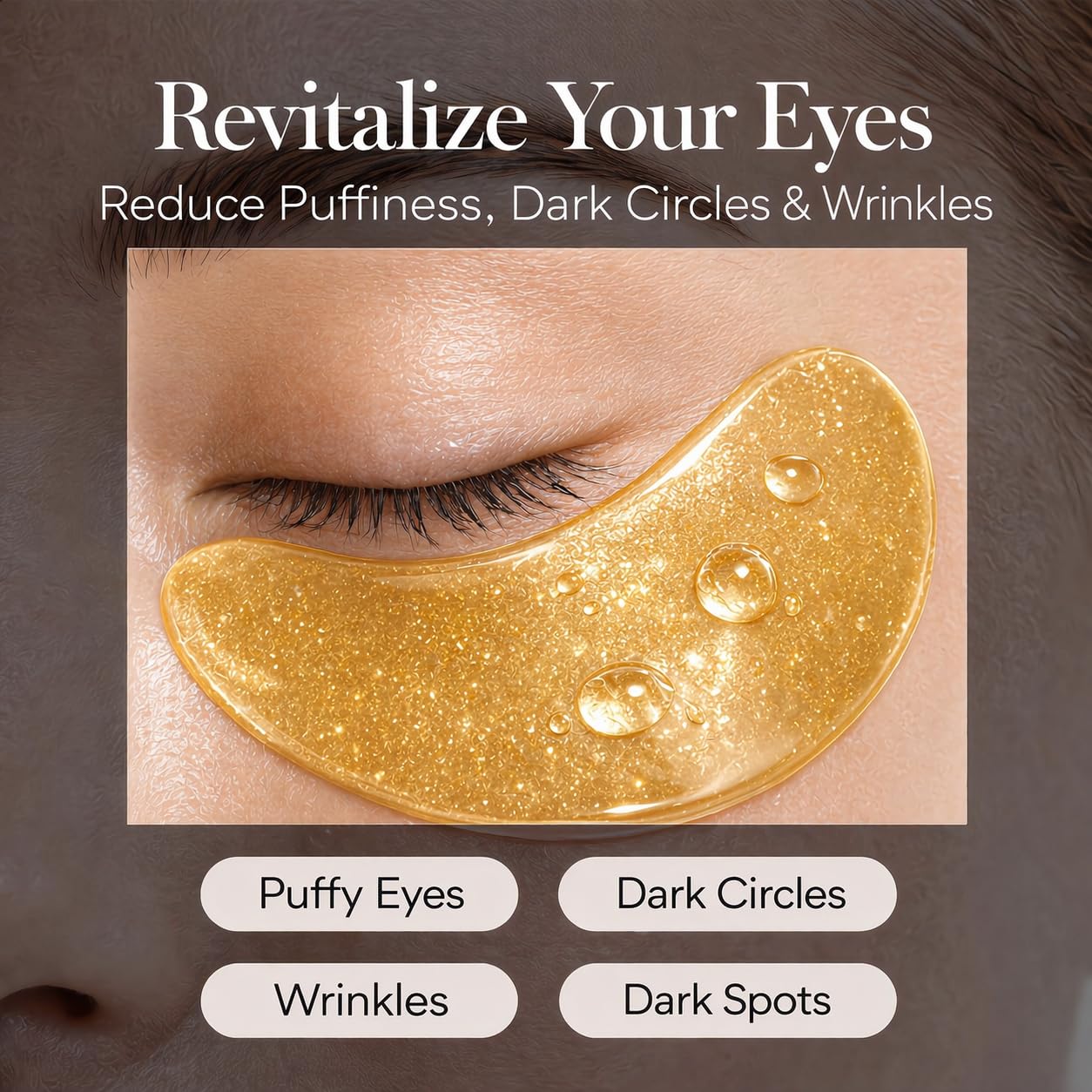 FANMIN gold serum droplet above pad demonstrating concentrated active delivery and glow