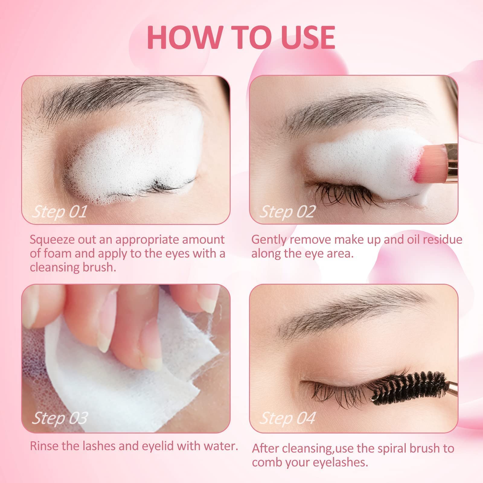 FANMIN lash cleaning demonstration on model showing improved extension hygiene