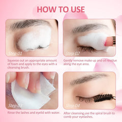 FANMIN lash cleaning demonstration on model showing improved extension hygiene