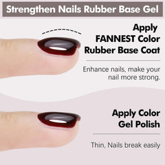 FANNEST cherry red nails before and after showing stronger, even nail benefit